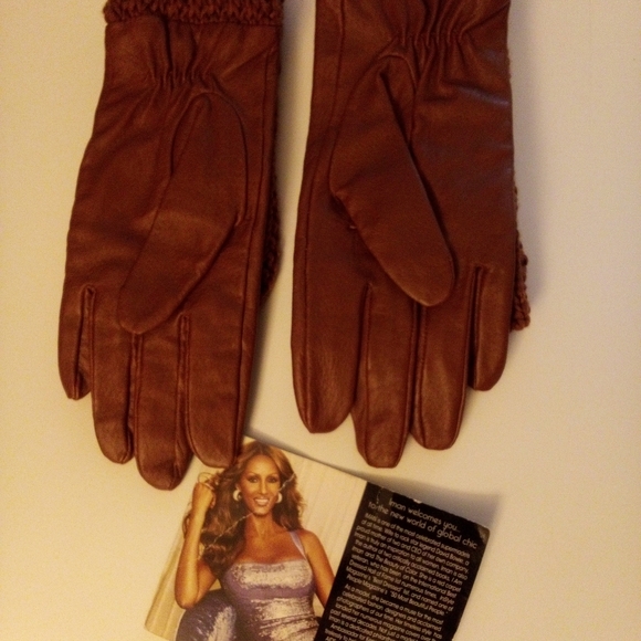 Iman Brown Genuine Leather Gloves - Picture 4 of 7